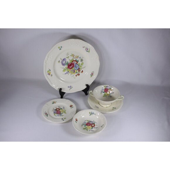 Vintage WWII 5 piece Minton England spring breakfast set for 1, English - Picture 3 of 8